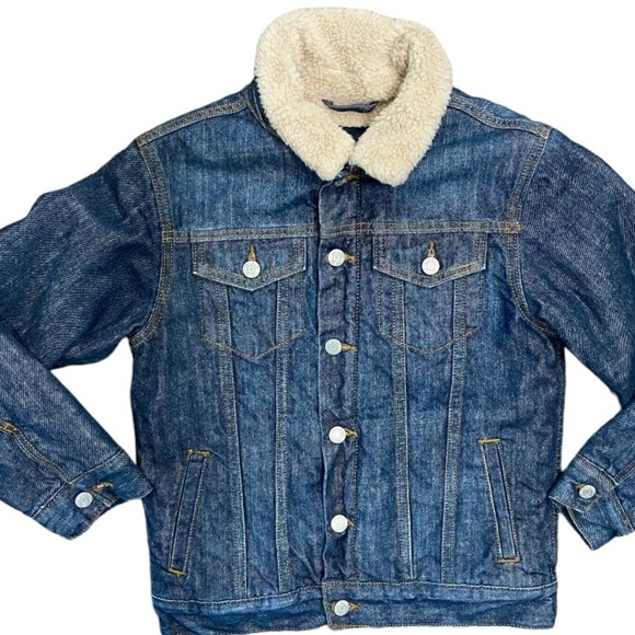 GAP Unisex Sherpa-Collar Cozy-Lined Jean Jacket Size Large 10-11 Years - Picture 5 of 10